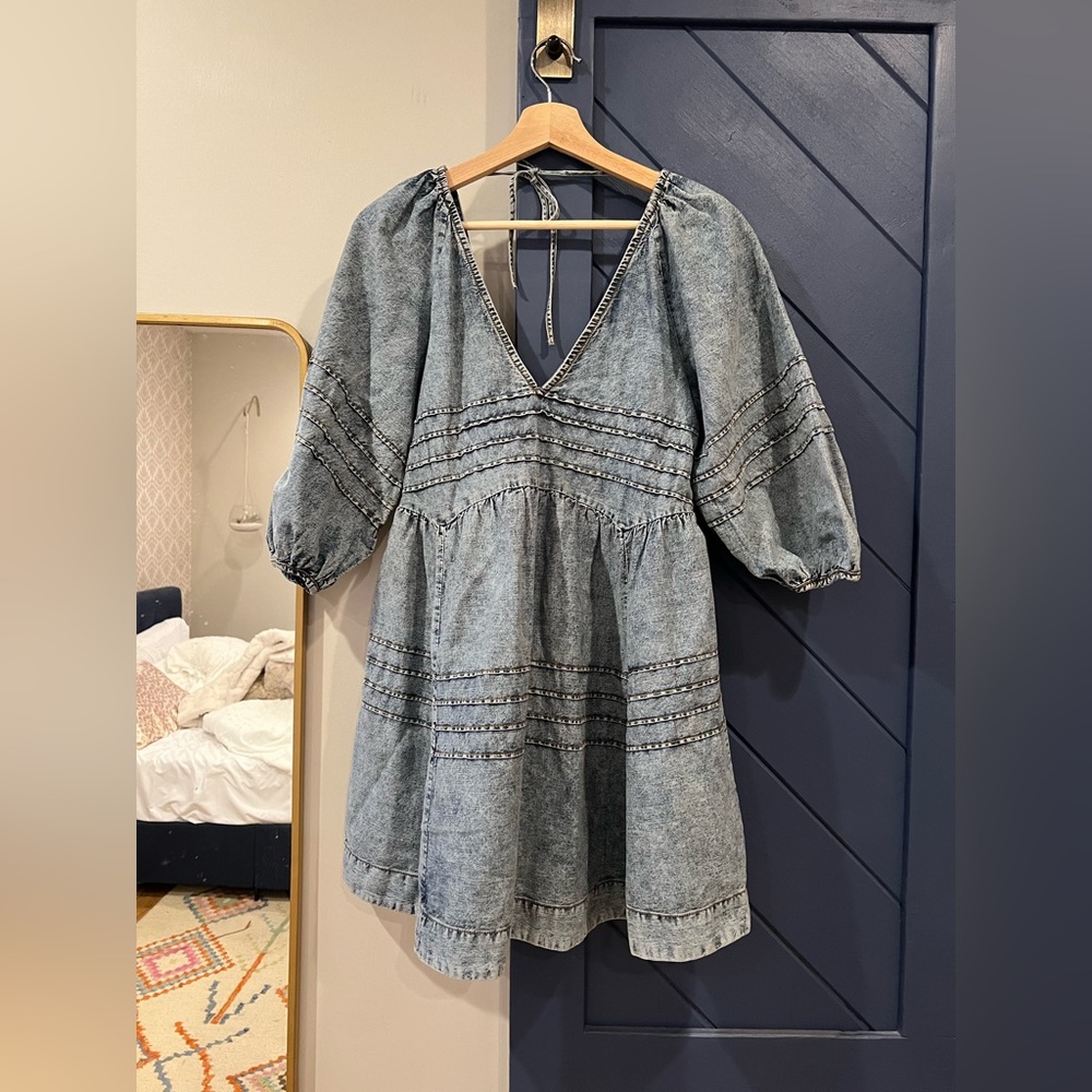 Free people washed denim babydoll dress